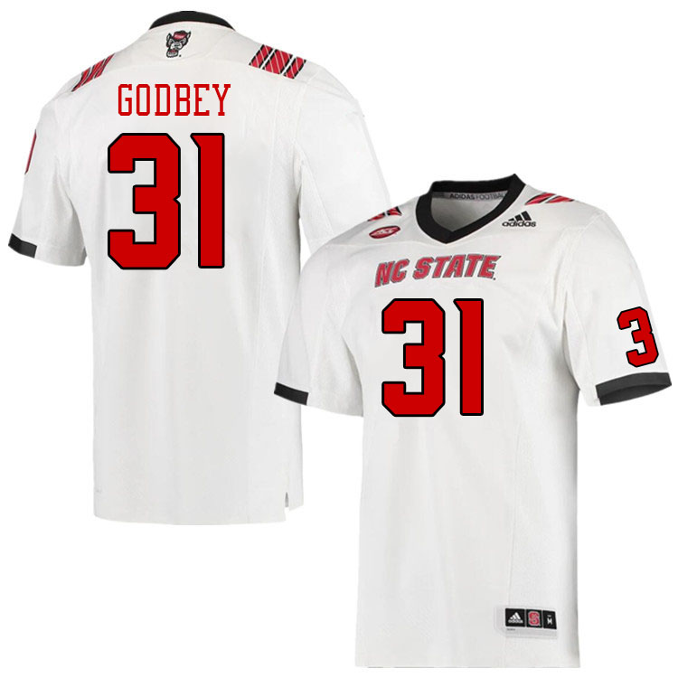 Men #31 Jaxon Godbey North Carolina State Wolfpacks College Football Jerseys Stitched-White